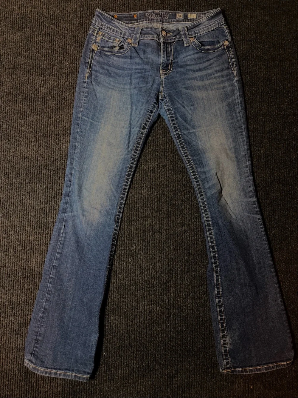 Miss Me Jeans 30 Signature Boot Rhinestone Sequin Wings